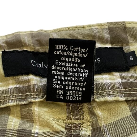 Calvin Klein Jeans Women's Shorts 8 Green Brown Flat Front Pockets Preppy Plaid - Picture 5 of 5